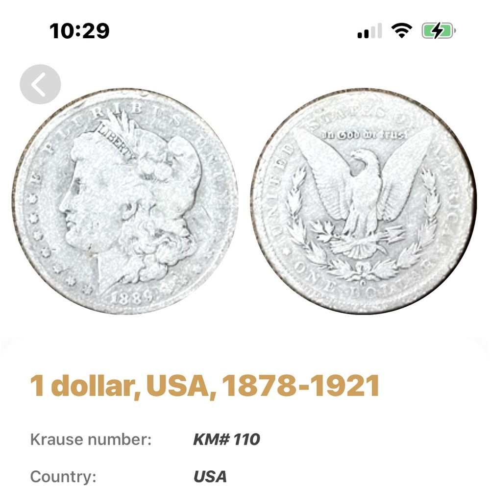 SOLD 1889 Silver Morgan Dollar
